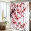 1Pc Cherry Blossom Shower Curtain With Floral Design For Bathroom Decor - Polyester Fabric, Comfortable And Vibrant Look, Includ