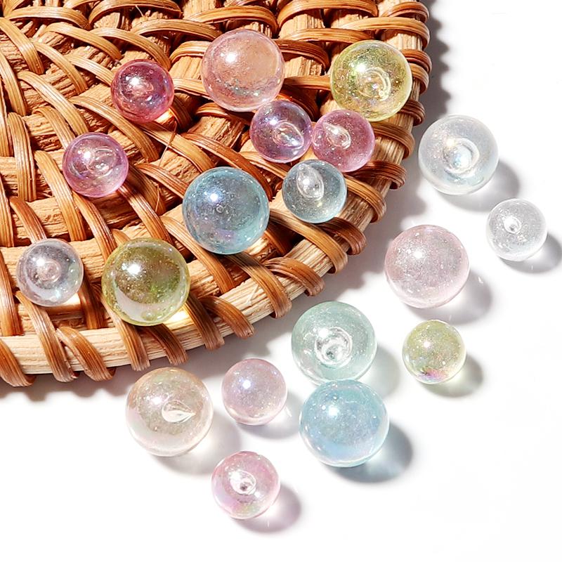 100/200pcs Imitation Pearl Acrylic Beads Plated Color No Hole Round Loose Spacer Beads For Jewelry Making DIY Bracelets Necklace
