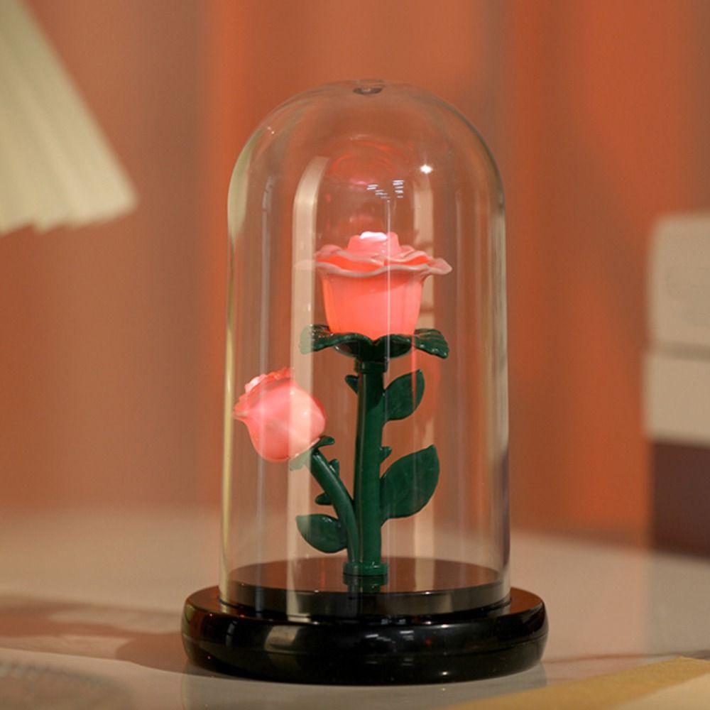 Luminous Eternal Rose Lamp with Lampshade Bedroom Bedside Lamp LED Flower Light  Anniversary Gift