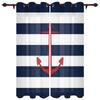 Tenda per Casa Ancora Blu Barca Pesce Camera da Letto Tende per Cucina Articoli Decorativi per Soggiorno Tende per Finestre per Soggiorno