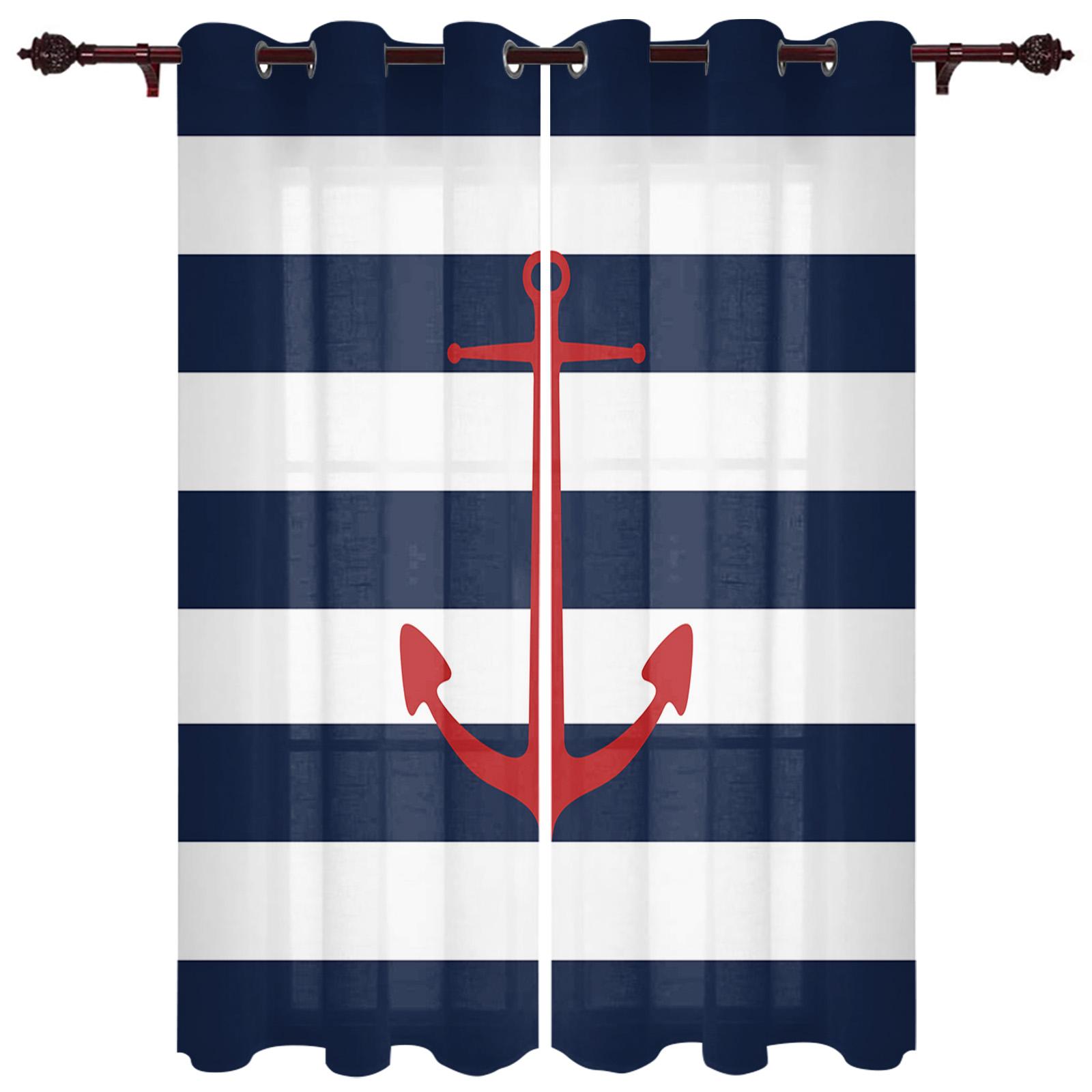 Главная Шторы Синий Якорь Лодка Рыба Спальня Кухня Шторы Гостиная Украшения Элементы — фото 18