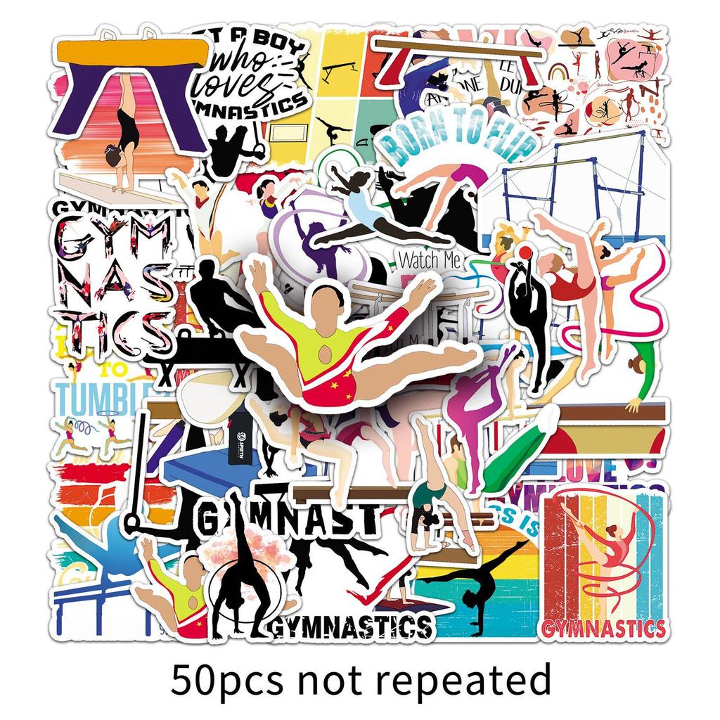 50Pcs Waterproof Gymnastics Graffiti Stickers for Phone Cases, Skateboards, and Luggage