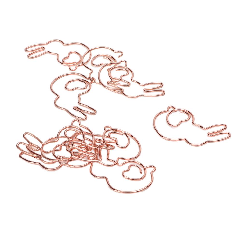 100PCS Paper Clips Portable Cute Animal Shape Electroplating Rose Gold Metal Paper Clip Box Office