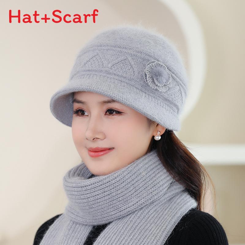 

Knitted Hat For Elderly Women Warm Fuzzy Fur Winter Fashion Casual Wear