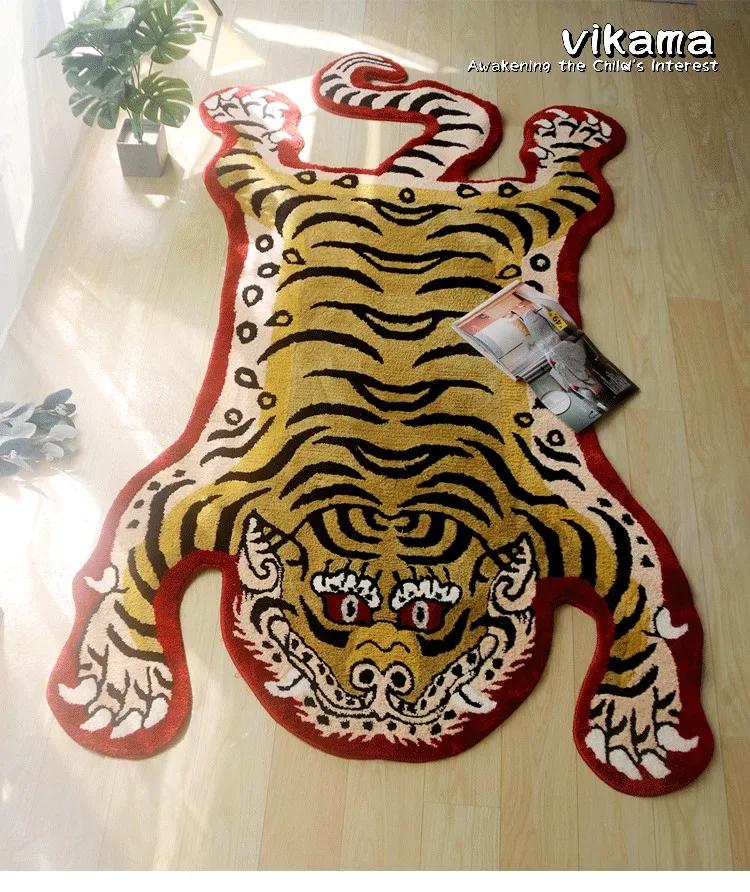 Teppich mit Tiger-Muster, Weicher Teppich aus Kunstkaschmir, Warmer Teppich für Schlafzimmer-Bettseite, Bodenteppich für Wohnzimmer, Heimdekoration