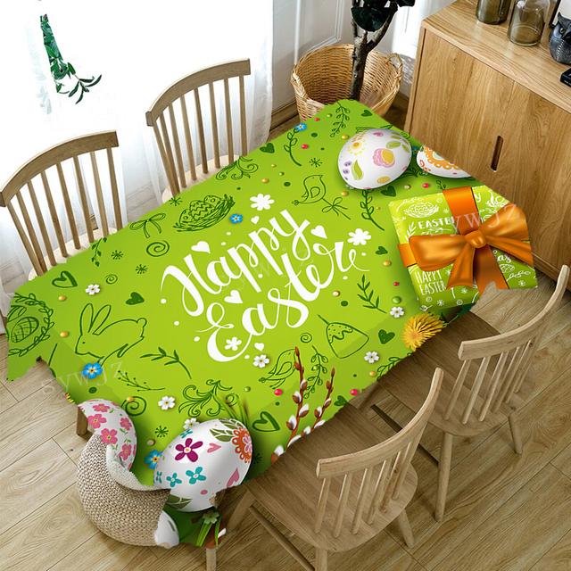 Egg Bunny Print Bordsduk Glad påsk Bordsduk Fest Thanksgiving Julfest Bord Semesterdekoration Tillbehör