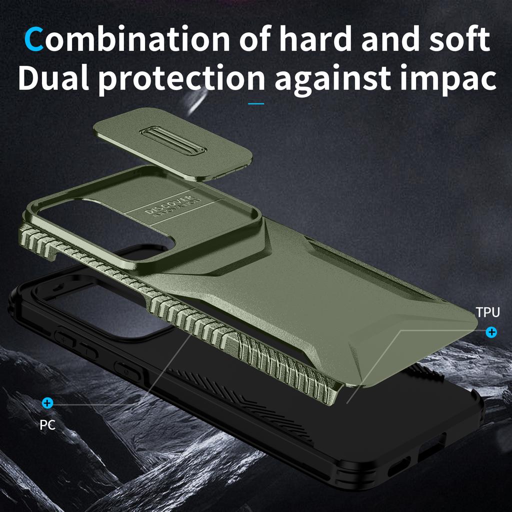 For Samsung Galaxy S25 FE Deksel Camshield TPU+PC Telefondeksel Sklisikker Sidekant