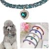 Diamond Chain Heart Shape Cat and Dog Necklace Pet Necklace Cat and Dog Supplies Rhinestone Dog Chain Multicolor Collar