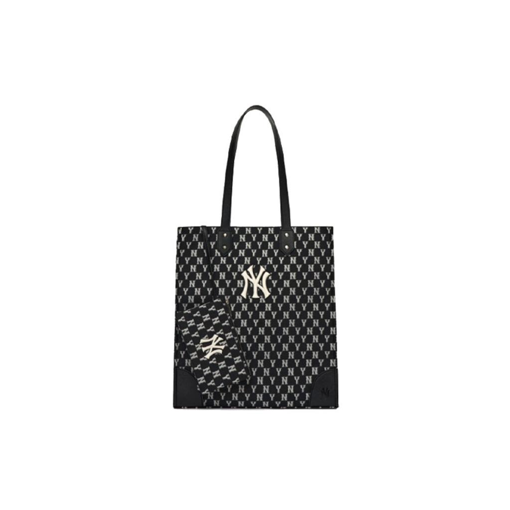 MLB Monogram Collection Polyester Combo Bag, Tote Bag, Shopping Bag, Handbag, Shoulder Bag Large Unisex Black 3AORL031N-50BKS