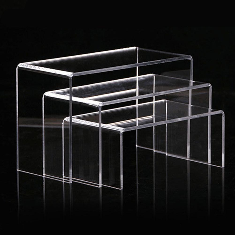 3Pcs Acrylic Shoe Display Risers Transparent Storage Rack for Lipsticks Foundations Eyeshadows Bronzers Blushes Primers Party