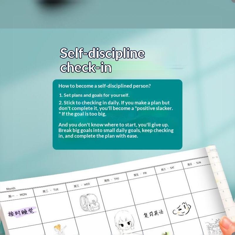 Self Discipline Check In Notebook 30 Day Task Plan Notepad Time Management Planner Diary School Stationery