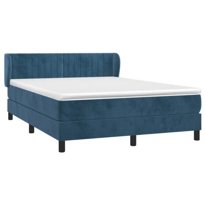 VidaXL Lit à sommier tapissier et matelas Bleu foncé 140x190cm Velours 3127611