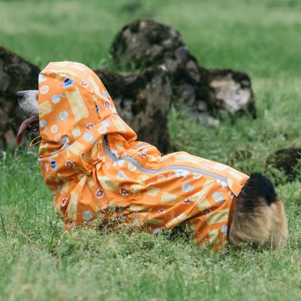 Welsh Corgi Dog wodoodporny kombinezon dla psa odzież dla zwierząt płaszcz przeciwdeszczowy ubranka dla psów z paskiem odblaskowym L-6L dla dużych psów