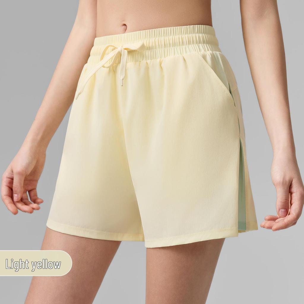 Women's Quick-Dry Sports Shorts, Anti-Exposure, Breathable with Pockets, Color-Blocked Fitness Bermudas.