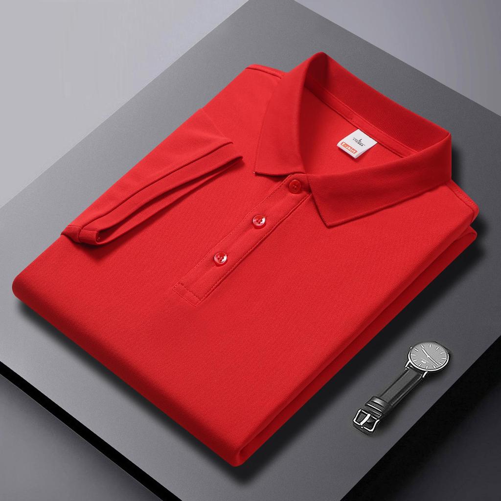 Solid Color High-End Polo Shirt Short-Sleeved T-shirt Printing Men and Women Lapel Clothes