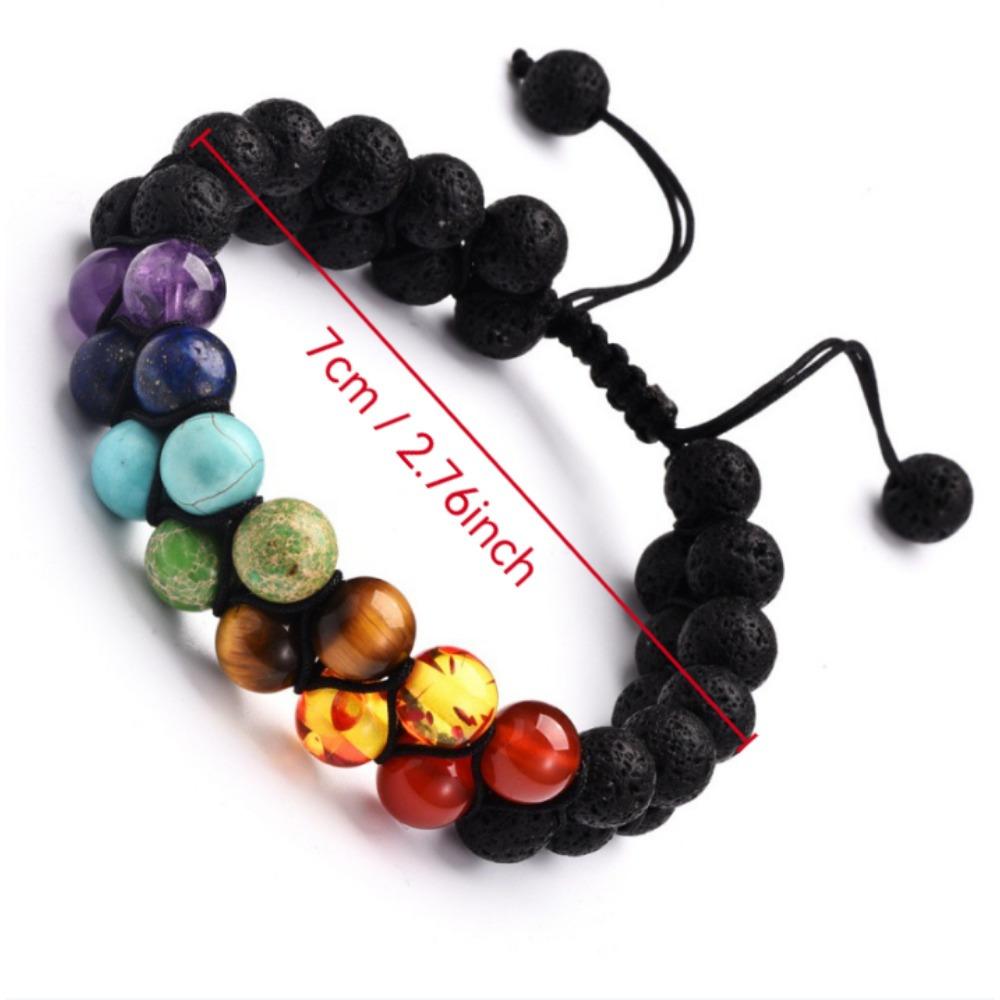 1pc Volcanic Turquoise Frosted Onyx Double Layer-Weave Bracelet, Colourful Stone Yoga String, Fashion Accessories Selection