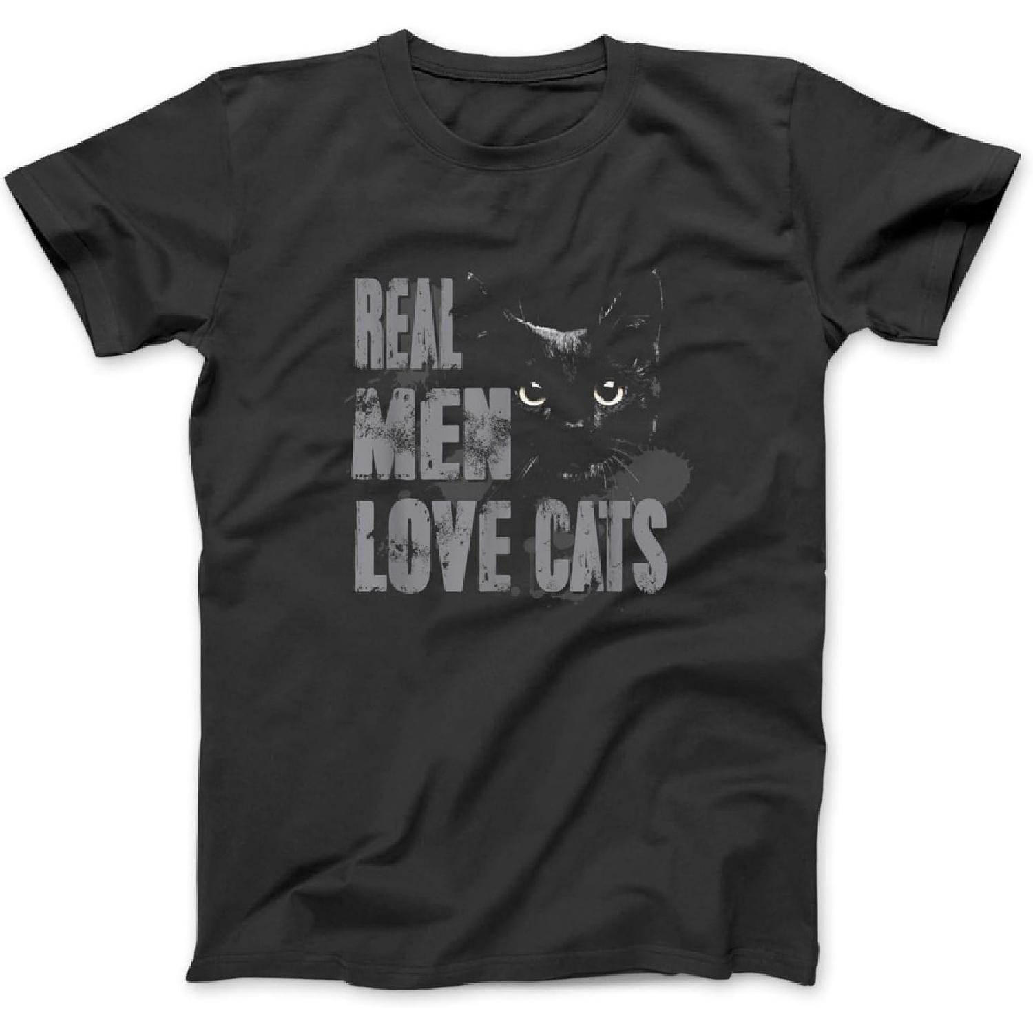 Real Men Love Cats T Shirt Awesome Cats Lover Tee Sweatshirt Hoodie for Men Women Kids Made in Canada Black S
