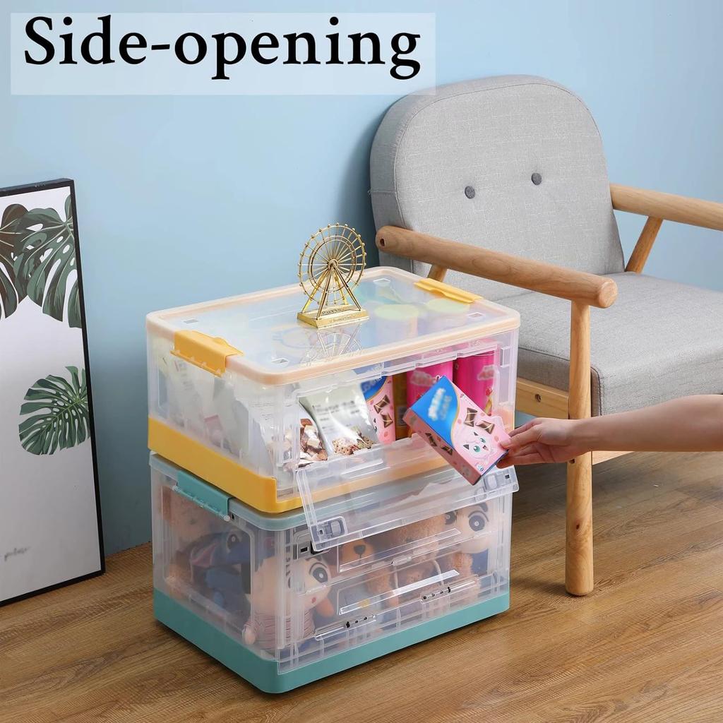 1 Stück aufklappbare Aufbewahrungsbox mit Griffen und Rollen, große Kapazität, transparent, für Kleidung & Bücher & Snacks, für Zuhause & Wohnheim.