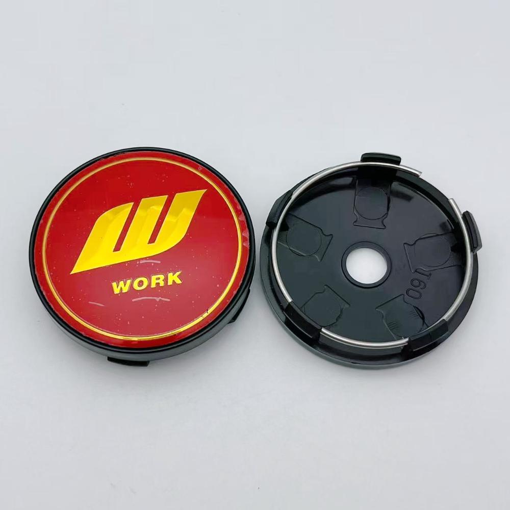 4pcs 60MM ( 56MM I.D ) Car Wheel Center Caps with W Work Logo Emblem Wheel Hubcaps Auto Rim Cover Black/Silver Car Accessories