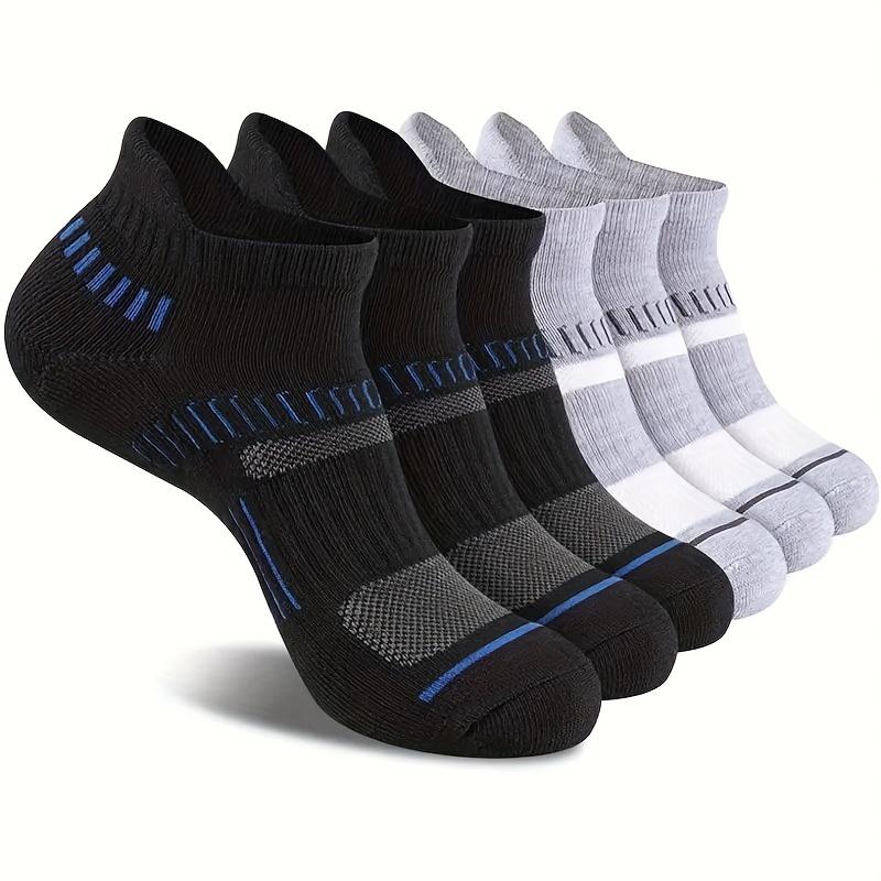 5/6 Pairs Men's Socks Athletic Cushioned Support Ankle Socks Cotton Blend Breathable Comfortable Low Waist Crew Socks For Sports
