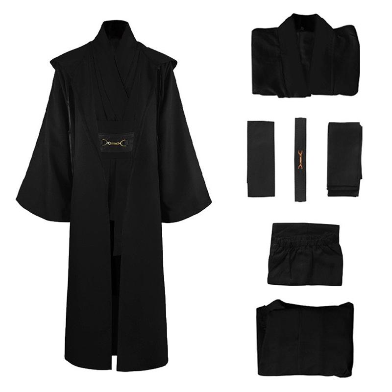 Men's Costume Robe Male Jedi Knight Tunic Costume Hooded Full Set Halloween Cosplay Cloak