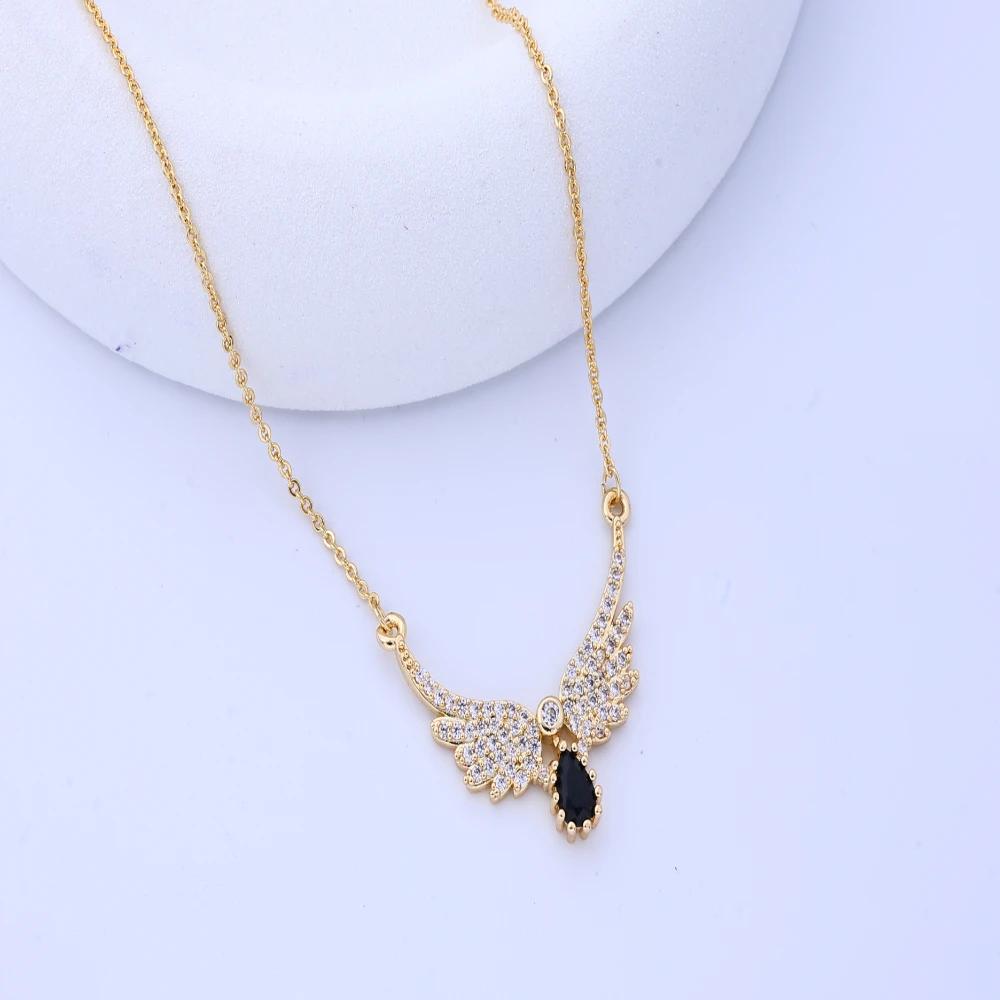 Necklace women, light luxury, niche moonstone, angel wings, wings, ins, wind Internet celebrity, the same clavicle chain necklac