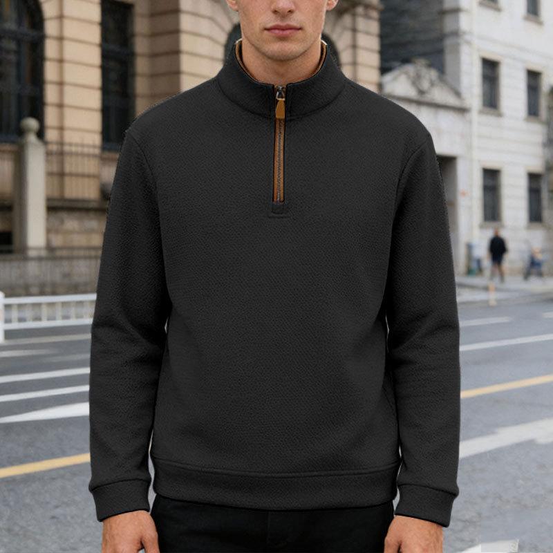 Autumn/Winter Men's Half-Zip Stand Collar Loose-Fit Casual Commuter Business Check Sweatshirt