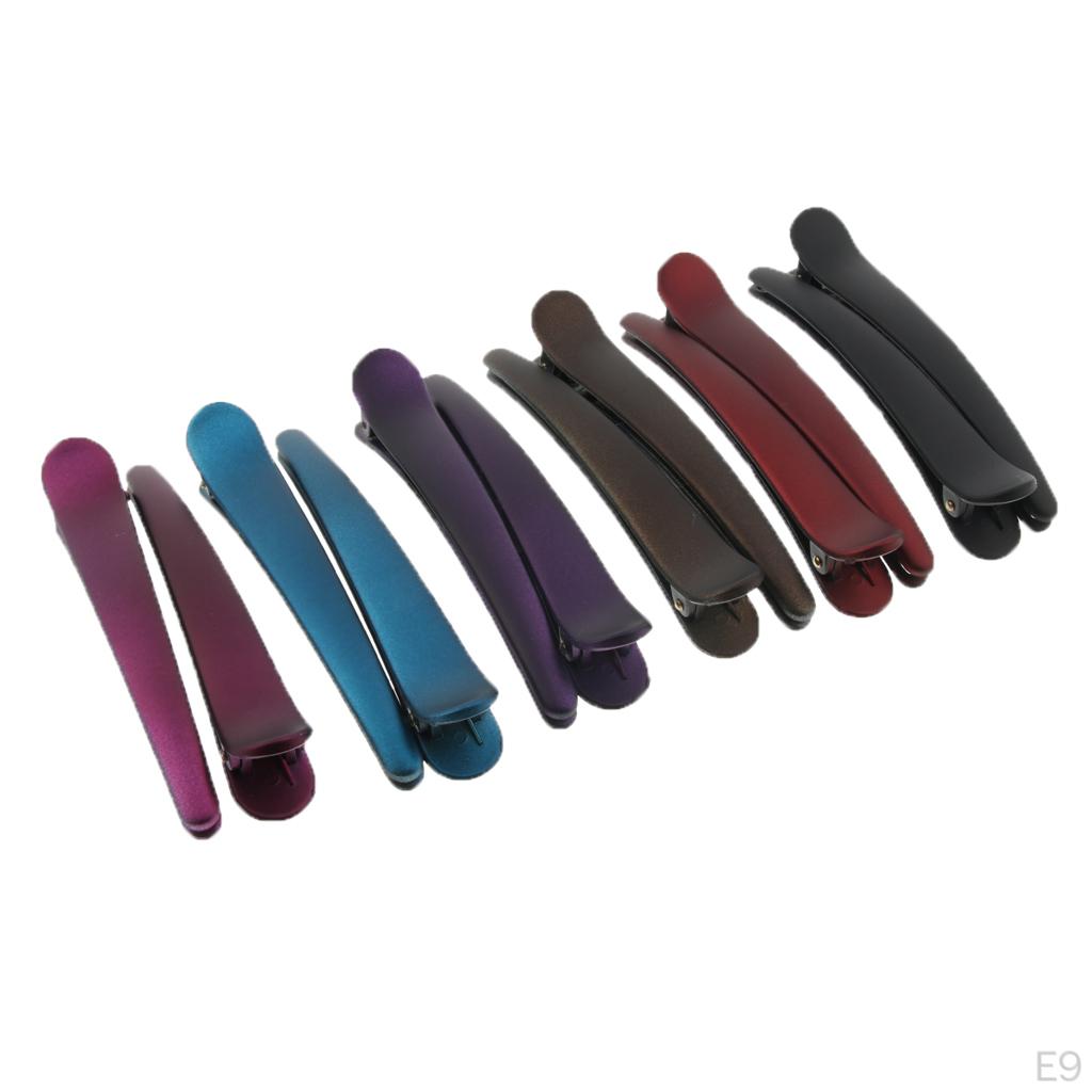 12 Pieces Salon Multicolor Single Prong Sectioning Alligator Clips Hairpin Clamp