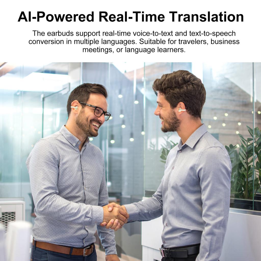 Wireless BT 5.4 Earbuds with AI Translation, Low Latency Gaming Headphones, Waterproof Sports Headset, Touch Control,