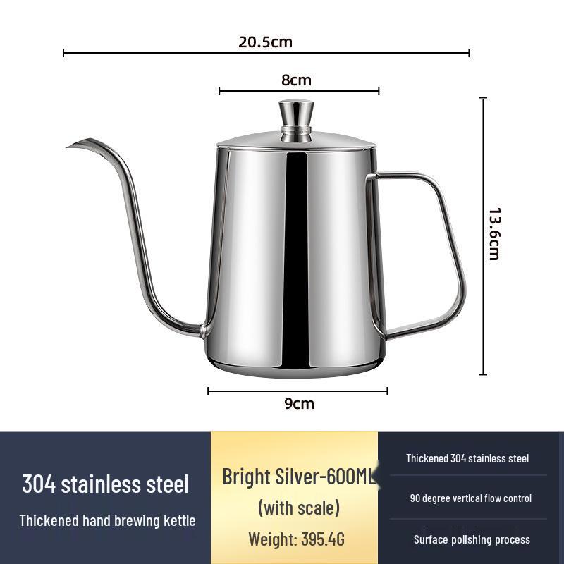 Černá teflonová nerezová mini konvička s husím krkem pro přípravu kávy metodou pour over