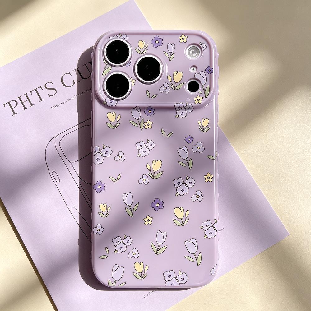 Tulip Floral Anti-Fall Phone Case for iPhone 13/15 Pro/16/17 Pro