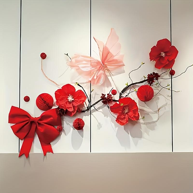 Romantische Glänzende Große 1 Stück Rosa Gaze Schmetterlingsdekoration - Verstellbare Flügel, Perfekte Blumendekoration, Schmetterlings-Partydekorationen