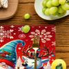 Christmas Themed Linen Placemats Table Mats with Heat-Resistant Coating Kitchen Dining Decorative Place for Plates and Bowls