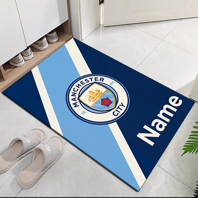 Custom Name Manchester City Printed Carpet Rug For Office Chair Living Room Bedroom Kitchen Room Decor Gifts