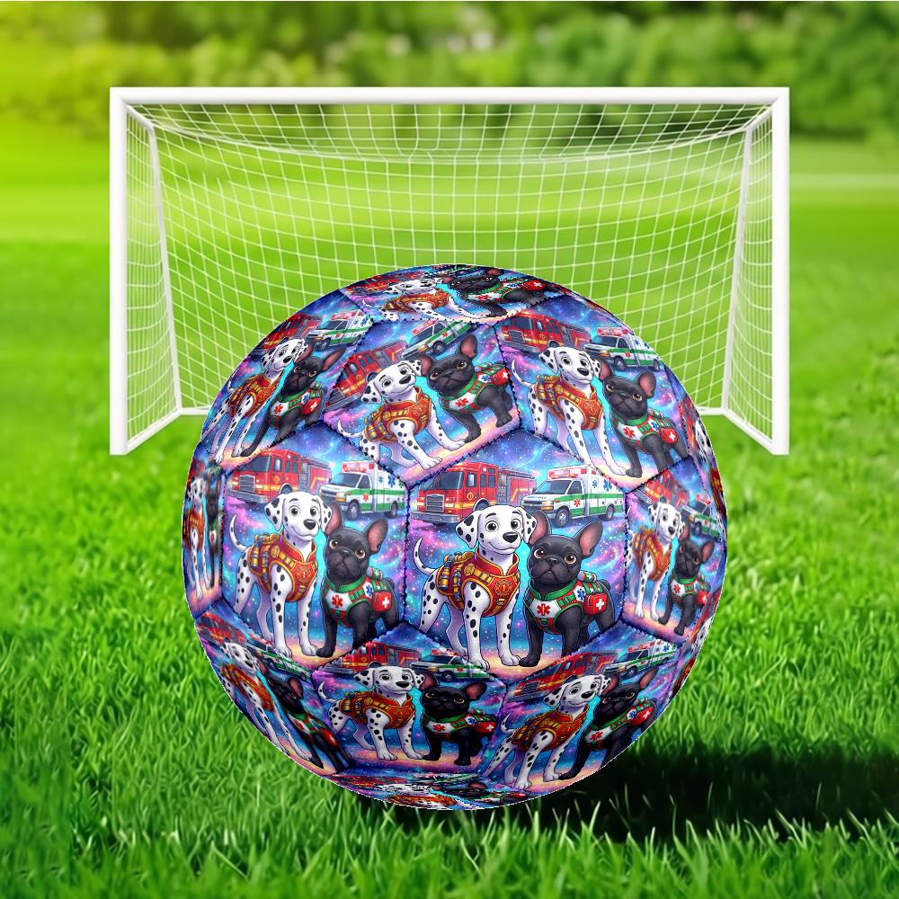 Firefighter Puppies Paw Saving The Day Size 5 Soccer Ball,Indoor/Outdoor Suitable for Training Matches Tournaments Practice Games Gift for Fan