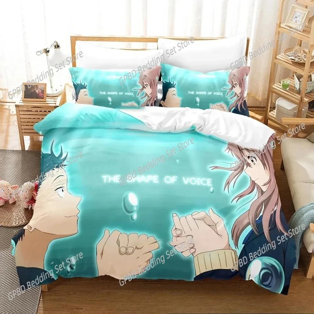 Anime A Silent Voice Comfortable Duvet Quilt Cover Pillowcase Bedding Set Children Bedroom Decoration Home Textile