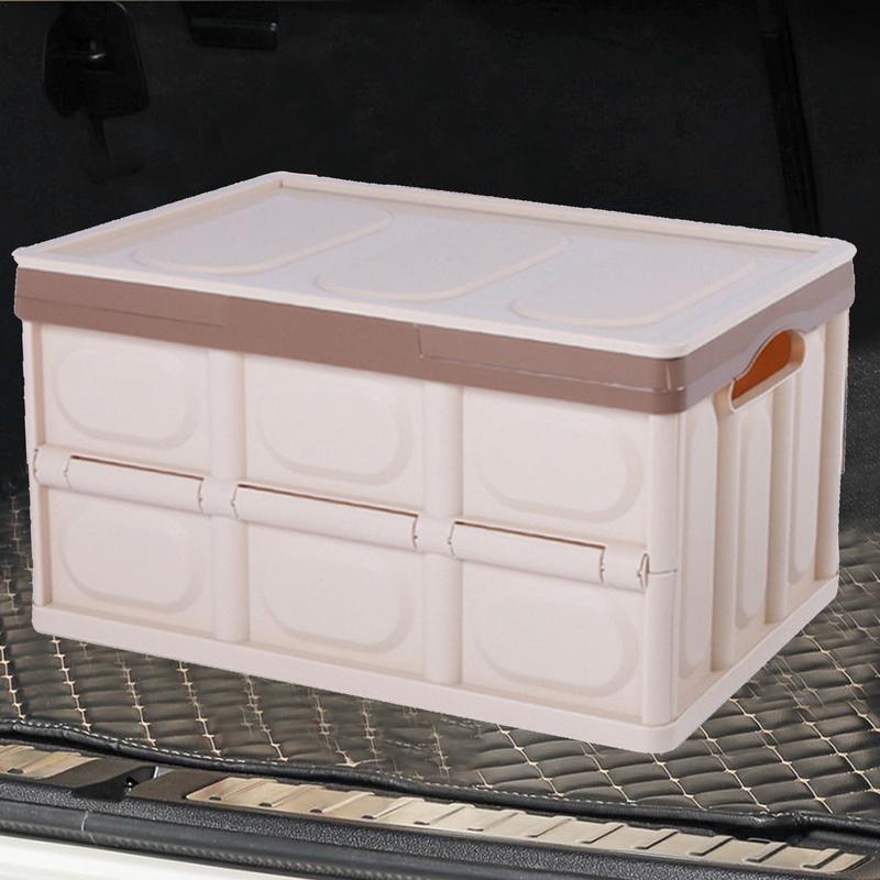 Organizator de portbagaj auto cu capac 55/33L, impermeabil, cu mânere, organizator mare multifuncțional pentru cumpărături cu capac din lemn