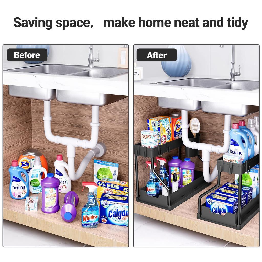 Multi-layer Pull-out Large-capacity Spice Rack Household Kitchen Rack Bathroom Sink Layered Sundries Storage Rack