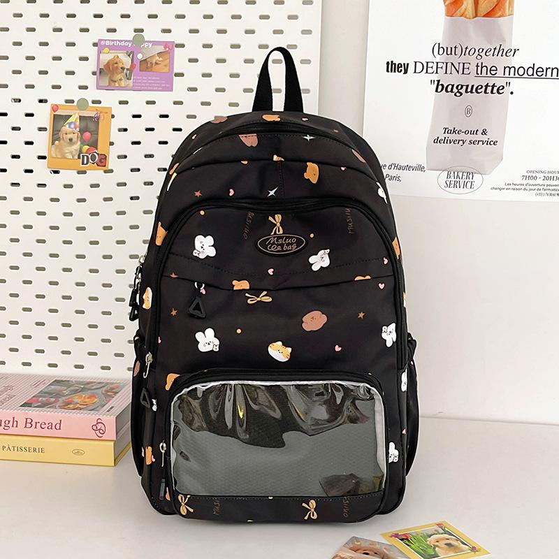Cute Japanese transparent bag large capacity backpack female student schoolbag junior high school high school student high value backpack