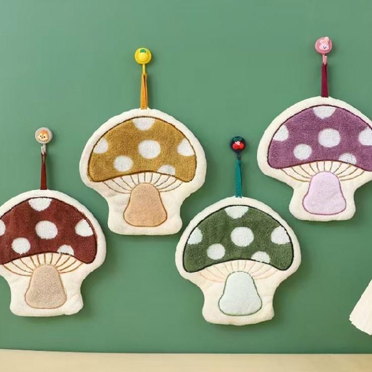 Mushroom Themed Hand Towel Coral Fleece Fabric Soft and Absorbent for Everyday Use
