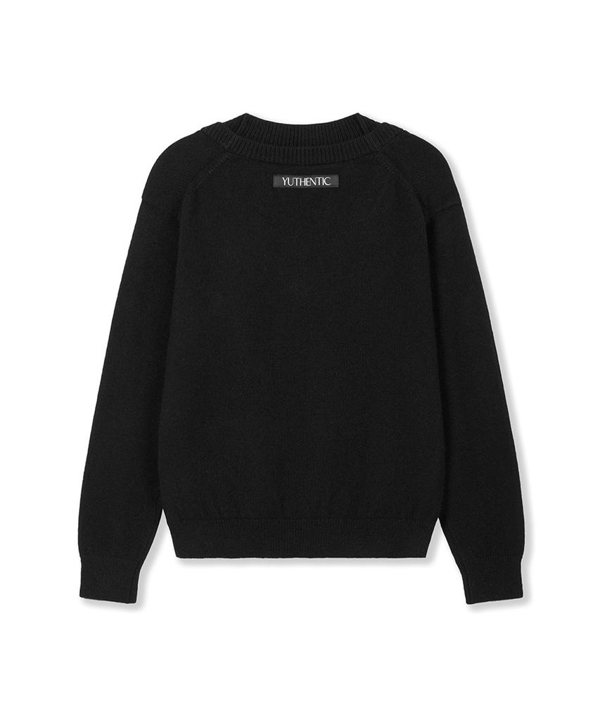 Yusentig Double V-Neck Knit Black Ak5Ap66410