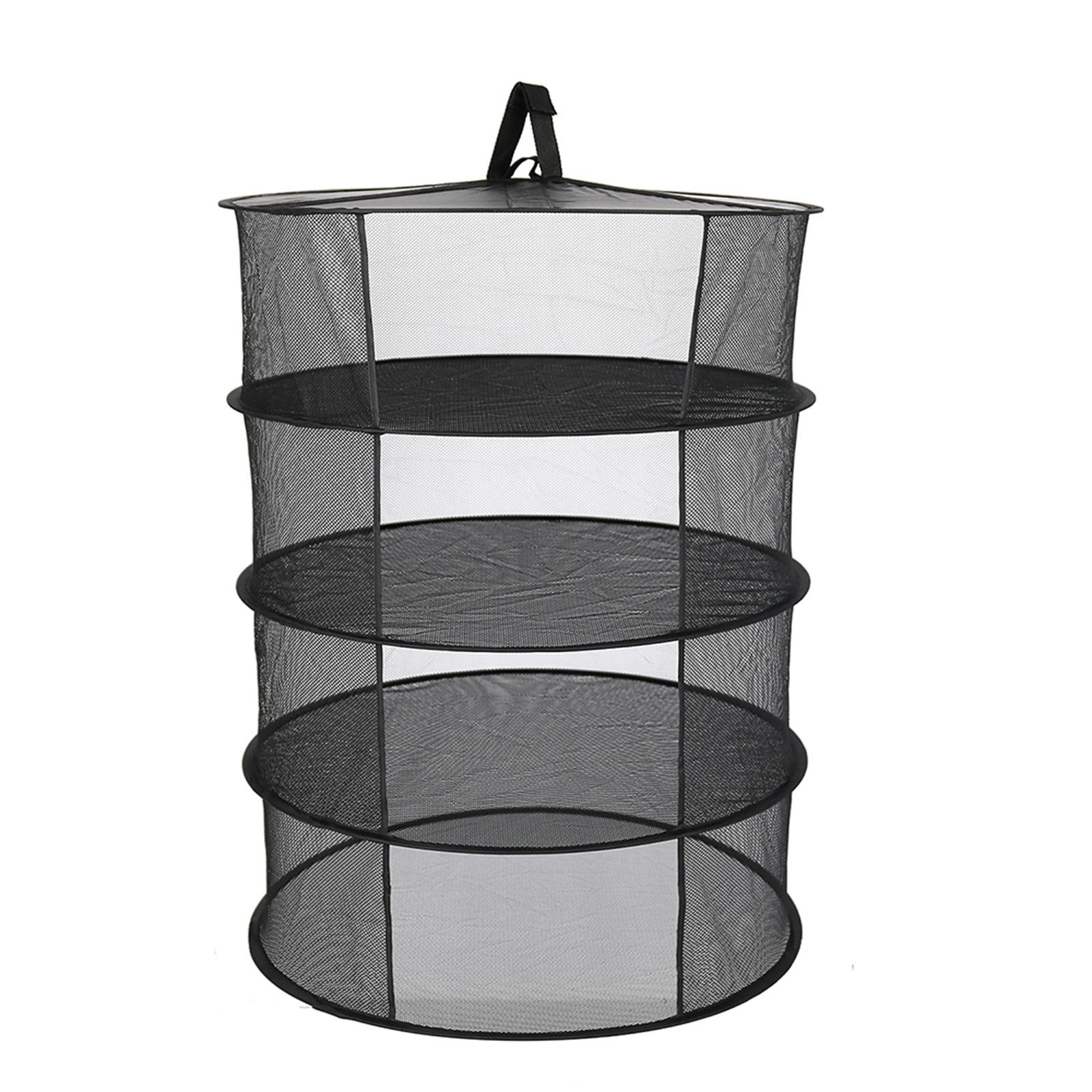 

8 Layers Hanging Basket Folding Drying Rack Dry Net Opening Shape Dryer Bag Mesh 600mm Diameter For Herbs Flowers Buds 4 Layers