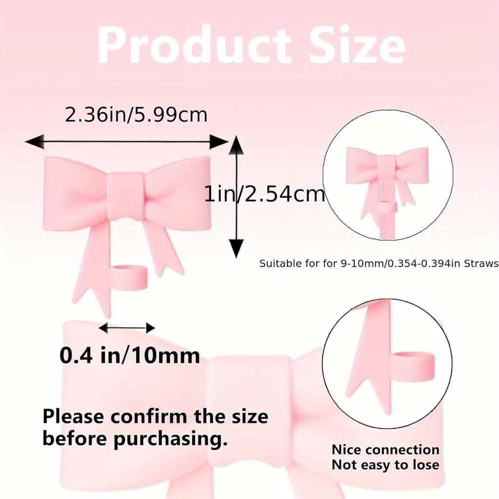 Bow Straw Cover for Stanley Cup Silicone Topper Pink Butterfly Chain Silicone Boot Pink Cup Accessories Set for 30/40 OZ Tumbler