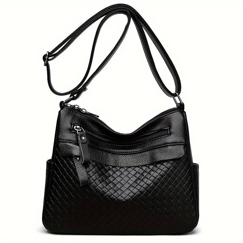 Casual Women's Crossbody Bag with Stripes, PU Leather, Tassel Detail, Lightweight, Removable Strap