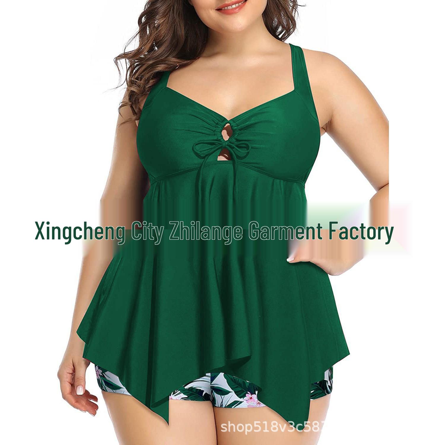 Plus Size Women s Two-Piece Tummy Control Swimsuit with Shorts 4XL