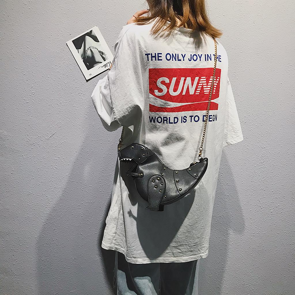 Dinosaur Design PU Leather Crossbody Mini Messenger Bag Chain Shoulder Bag Gift