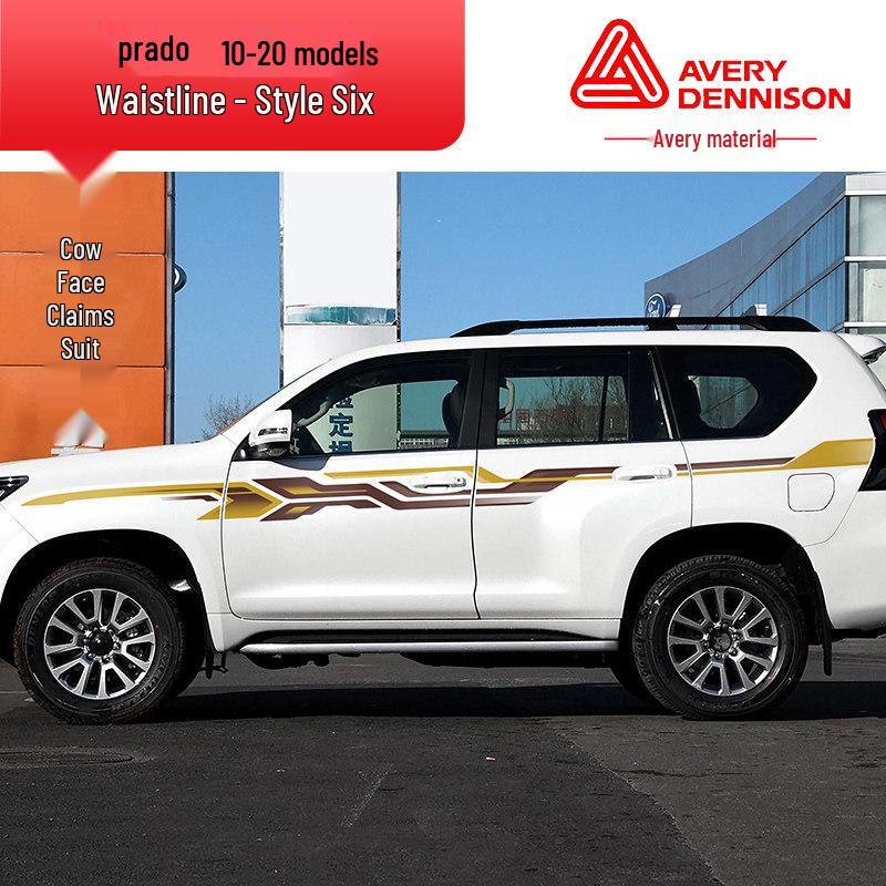Toyota Prado 10-22 Models Car Body Color Stripe Decal Waistline Sticker.