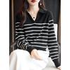 Demana Women's Wool V-neck Striped Knitted Sweater