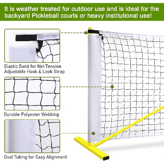 TOBWOLF 22x3ft Pickleball Replacement Net, Indoor Outdoor Pickleball Net for Most Free-Standing Pickle Ball Frame, Official Regulation Size Net for