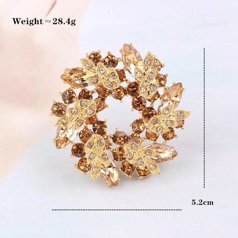 Broches à fleurs en cristal pour femmes, bijoux en strass, broche en tissu pour fête de mariage